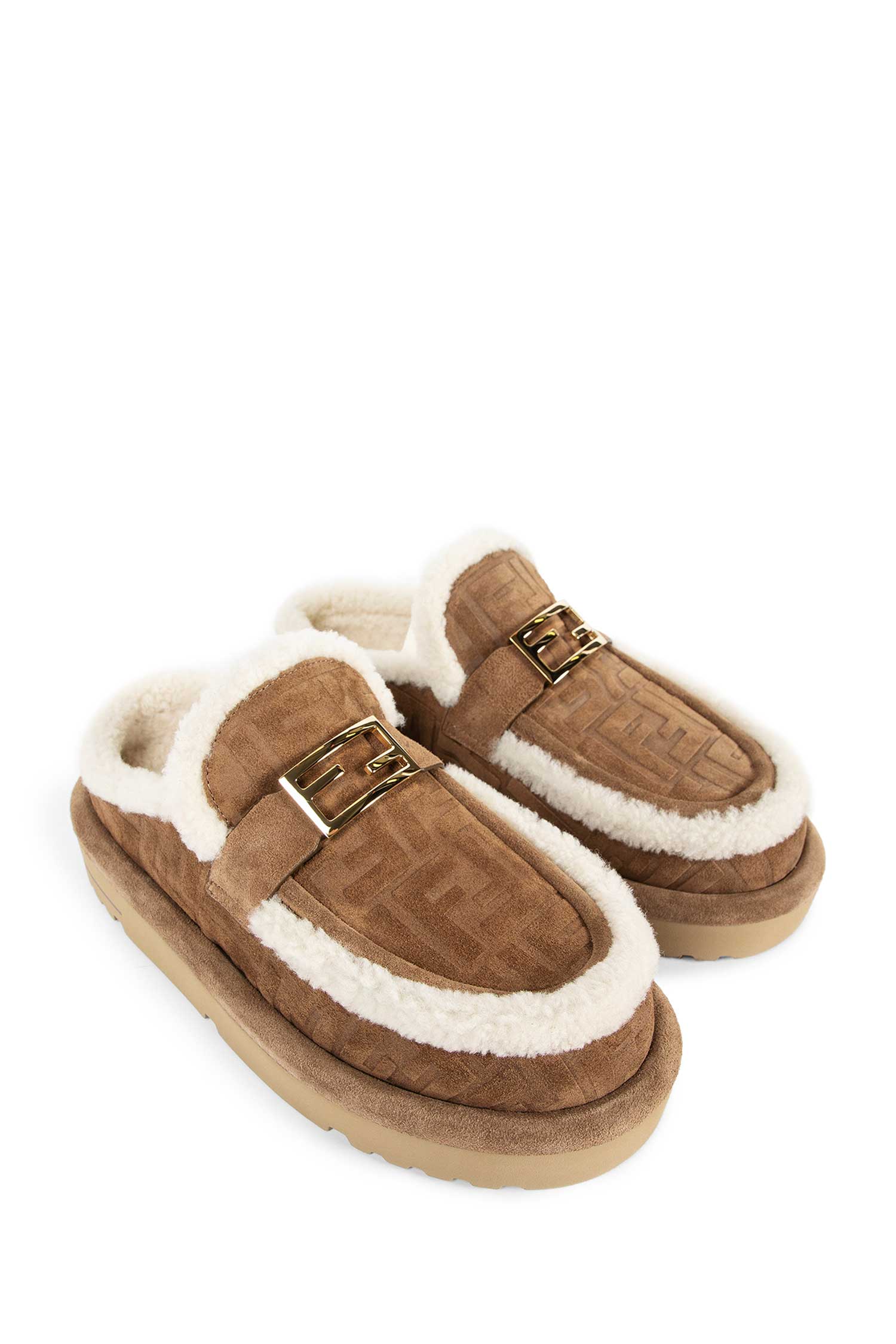 FF Suede Mule Loafers