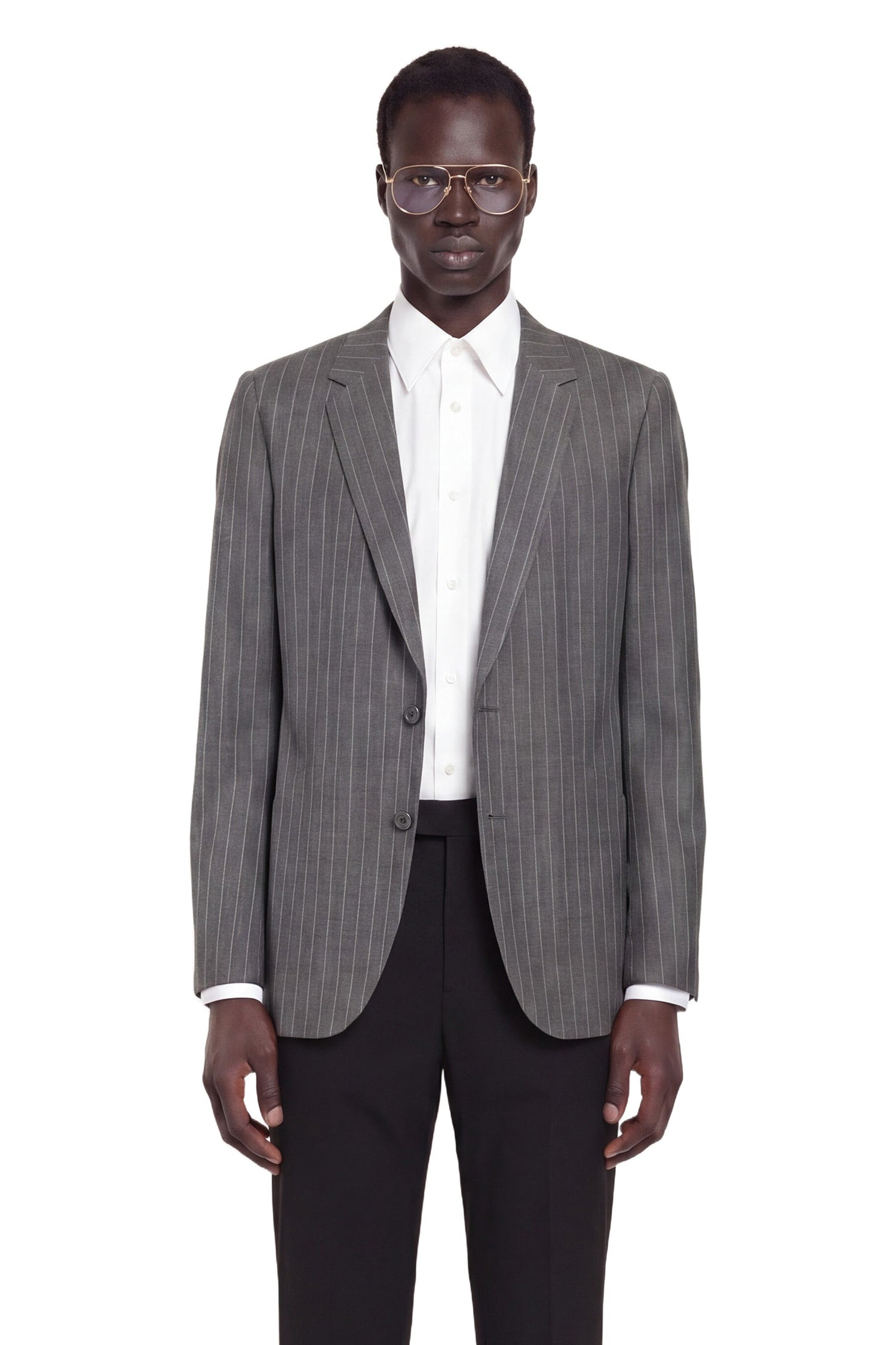 Single-Breasted Blazer in Pinstripe Wool