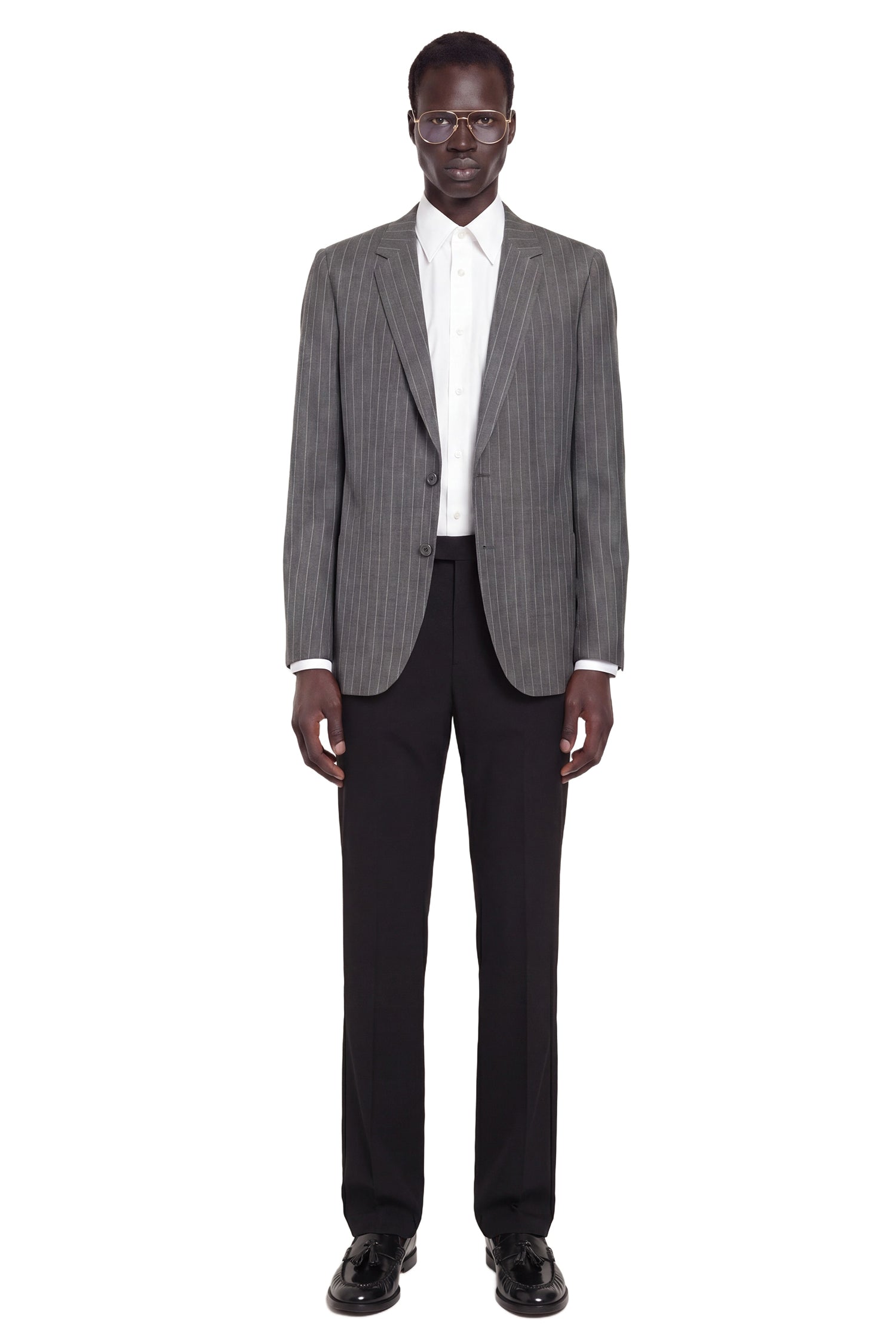 Single-Breasted Blazer in Pinstripe Wool