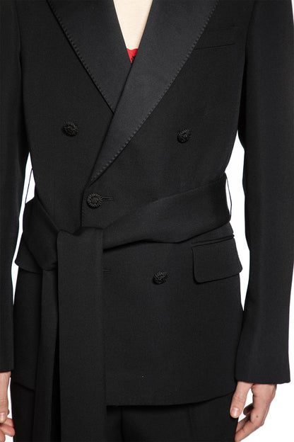 Double-Breasted Wool Blazer with Belt