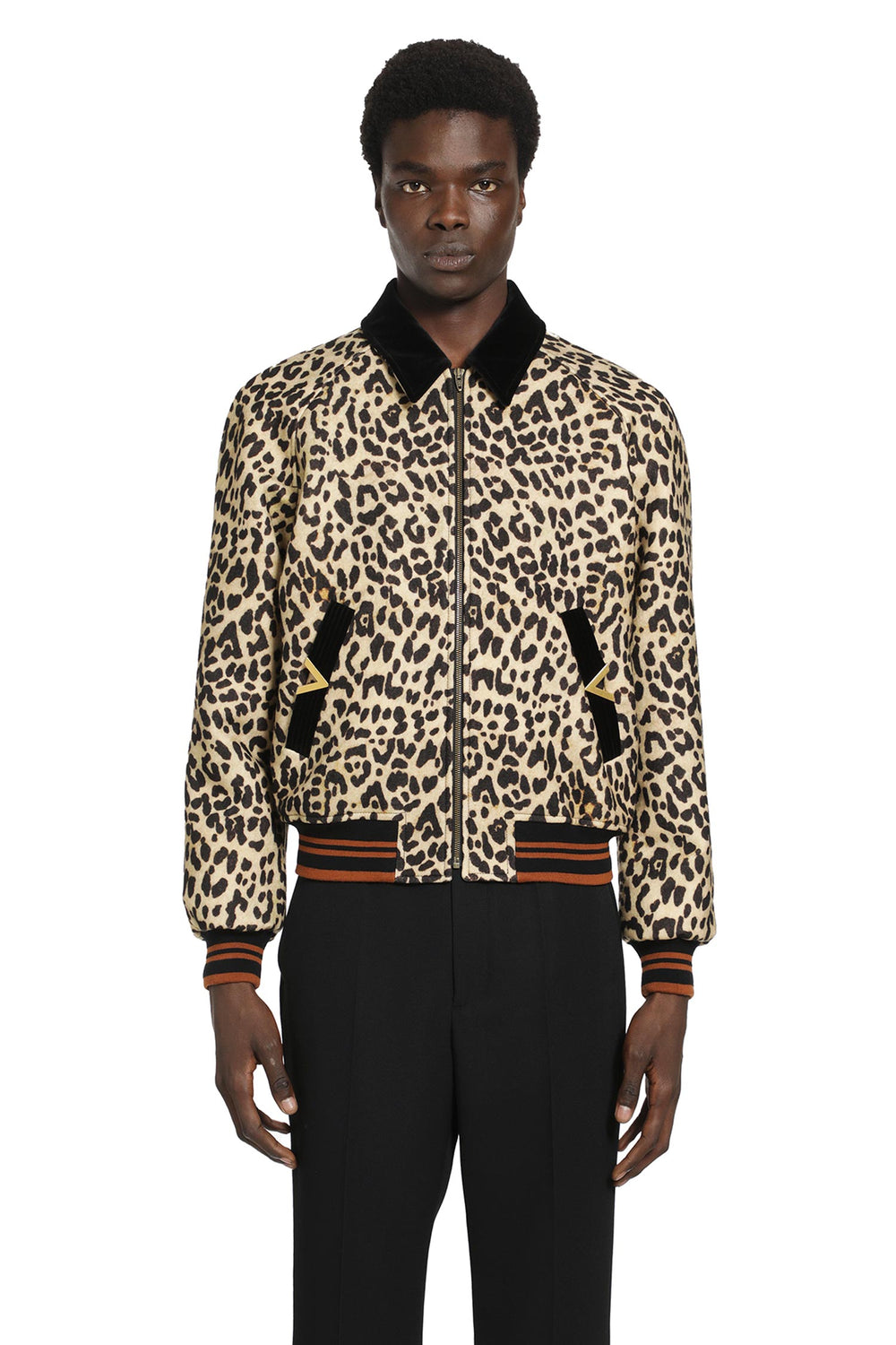VALENTINO Leopard Print Wool Drape Jacket man