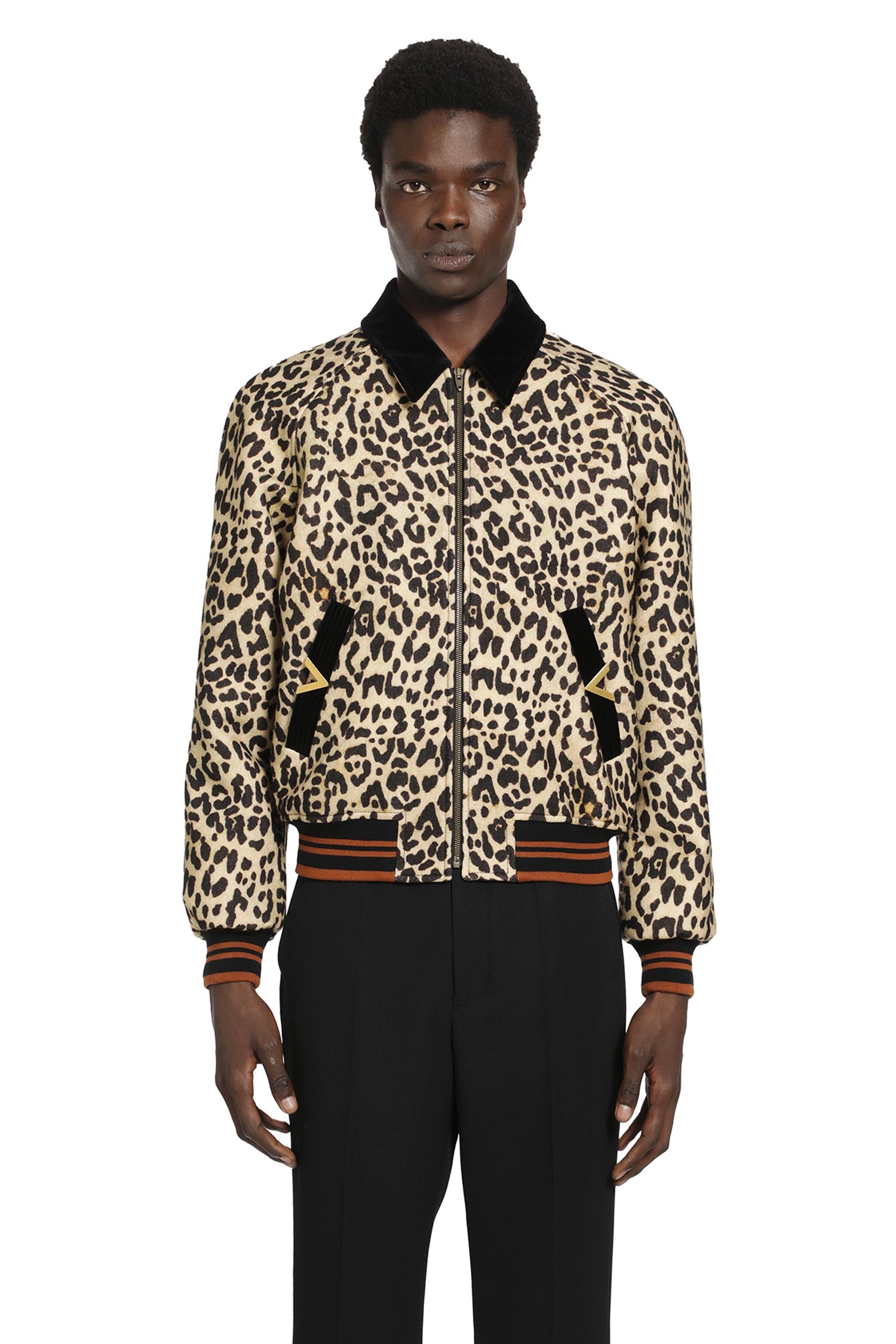 Leopard Print Wool Drape Jacket