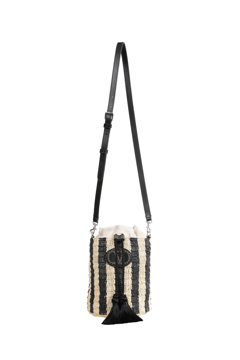 VALENTINO GARAVANI Striped Raffia Bucket Bag woman