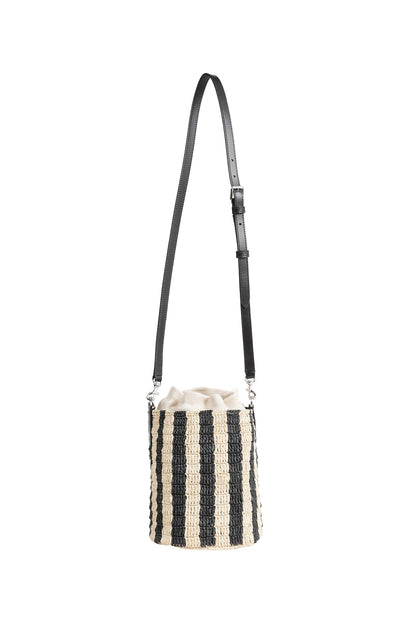 Striped Raffia Bucket Bag