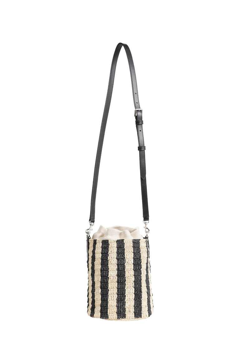 
              VALENTINO GARAVANI Striped Raffia Bucket Bag woman
            