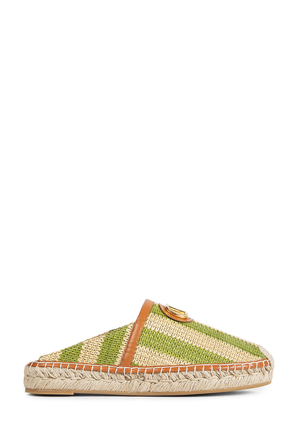 VALENTINO GARAVANI VLogo Striped Raffia Espadrille Mules woman