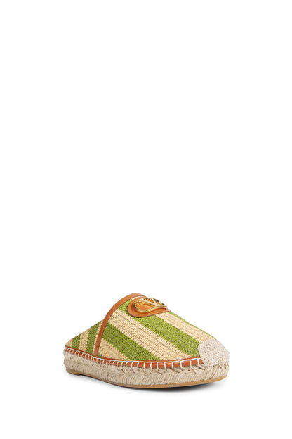 VLogo Striped Raffia Espadrille Mules