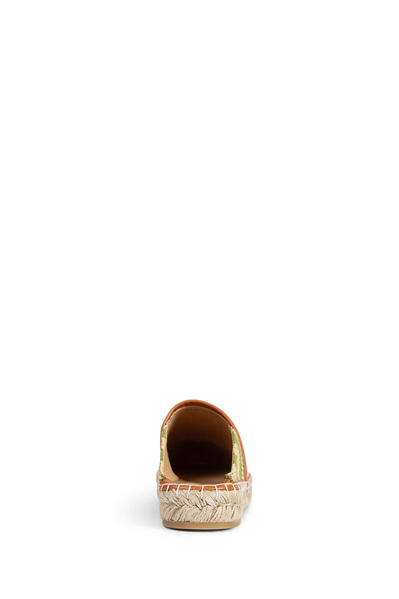 VLogo Striped Raffia Espadrille Mules