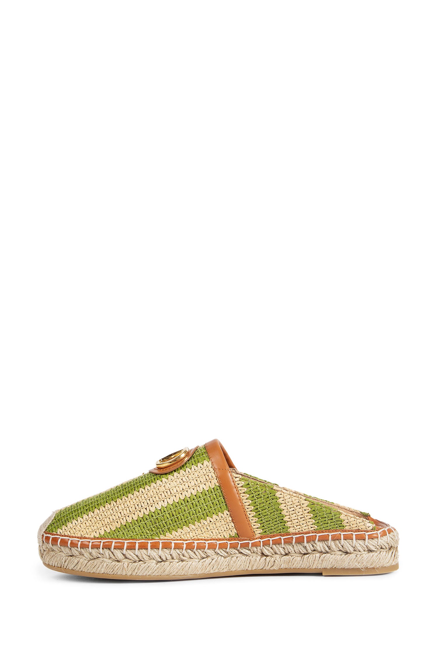 VLogo Striped Raffia Espadrille Mules