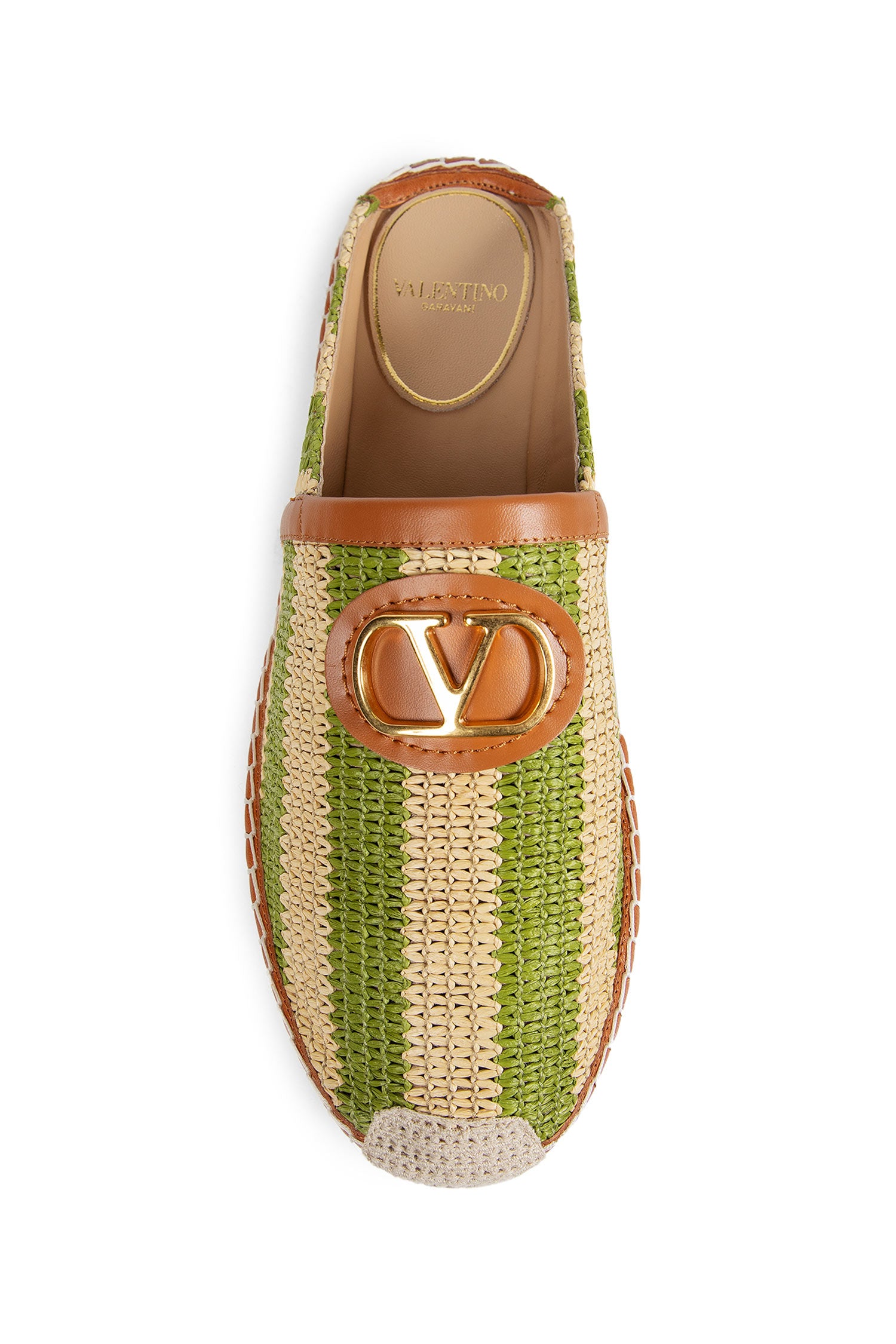 VLogo Striped Raffia Espadrille Mules