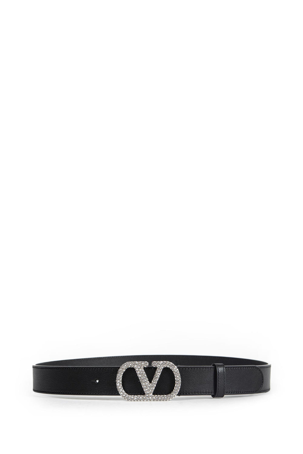 VALENTINO GARAVANI Crystal V Logo Leather Belt woman