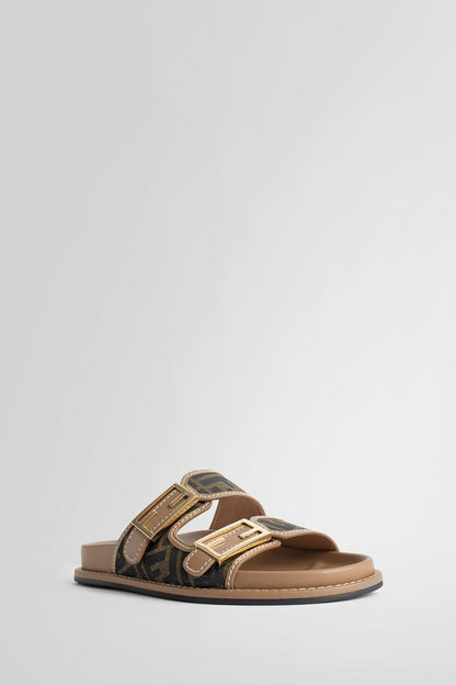 FENDI WOMAN BROWN SANDALS & SLIDES