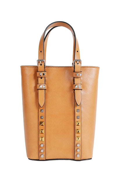 Leather Studded Top Handle Bag