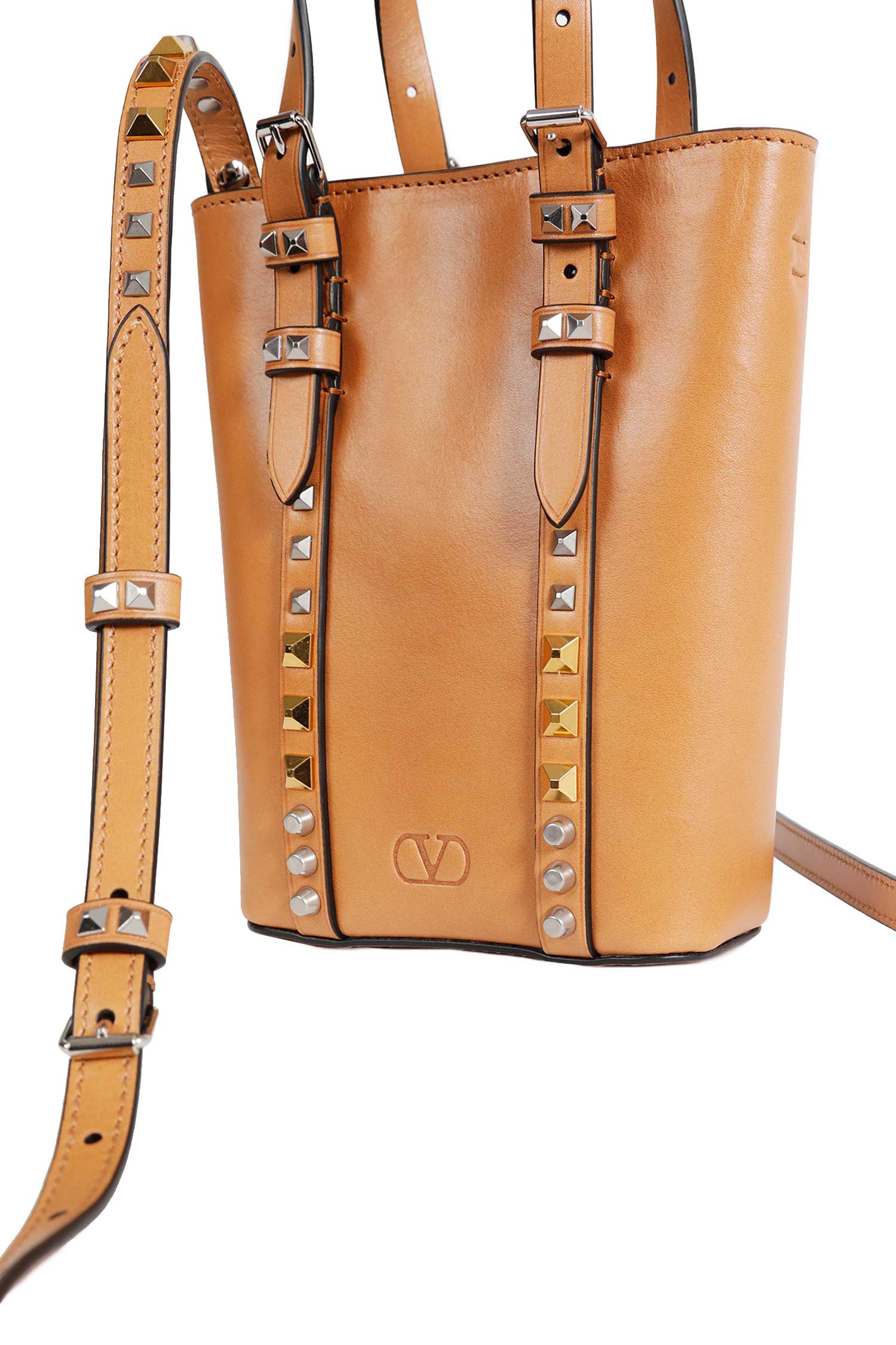 Leather Studded Top Handle Bag