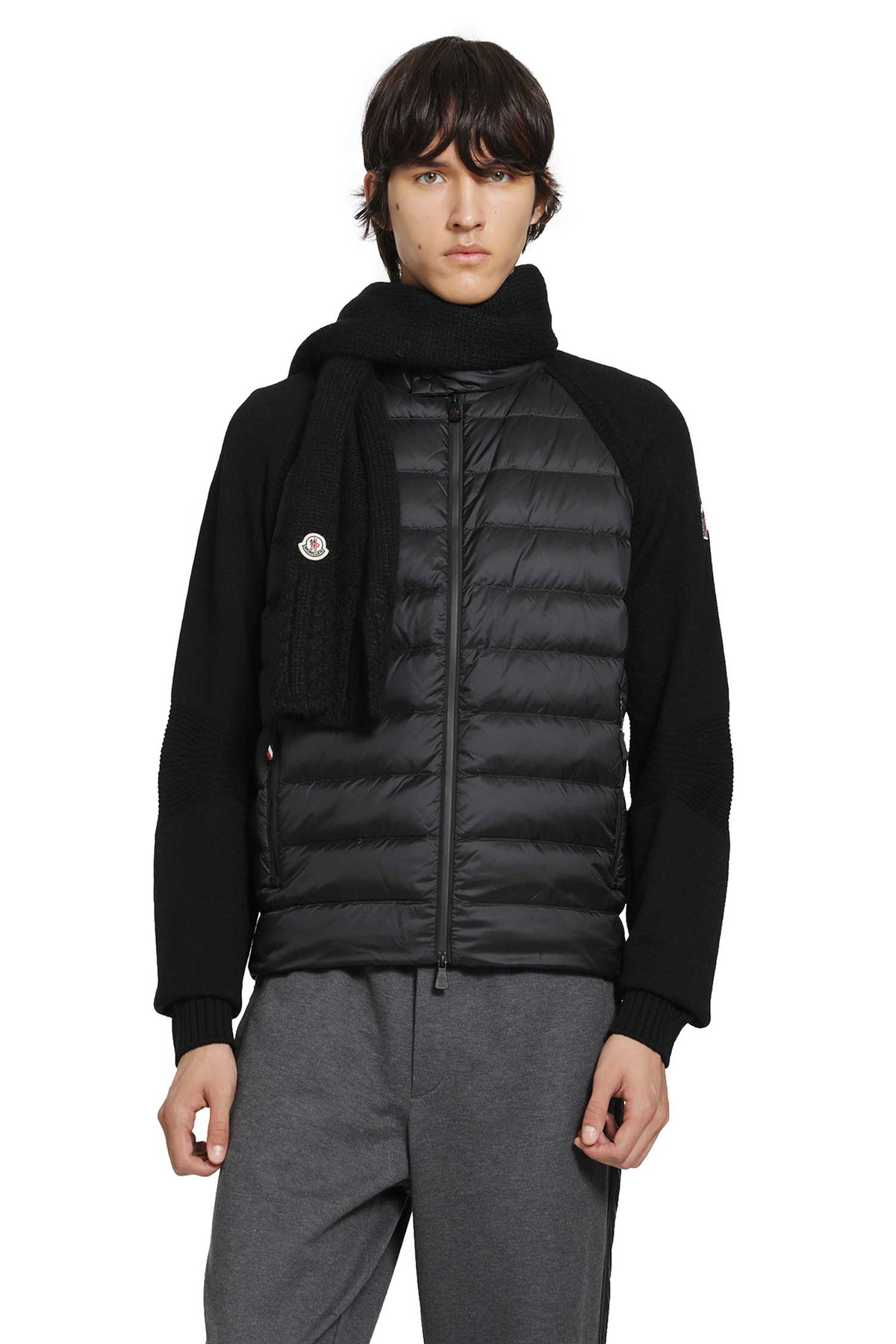 Wool Blend Padded Zip-Up Cardigan
