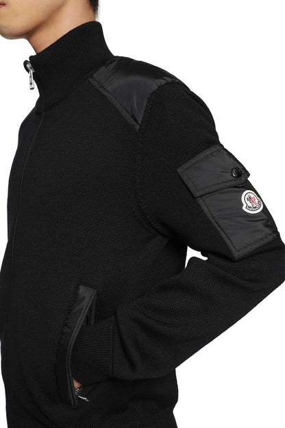 Padded Wool Zip-Up Cardigan