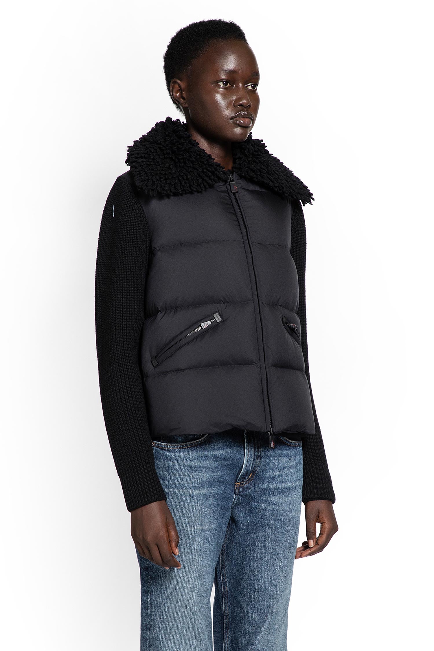 Padded Wool Zip-Up Cardigan