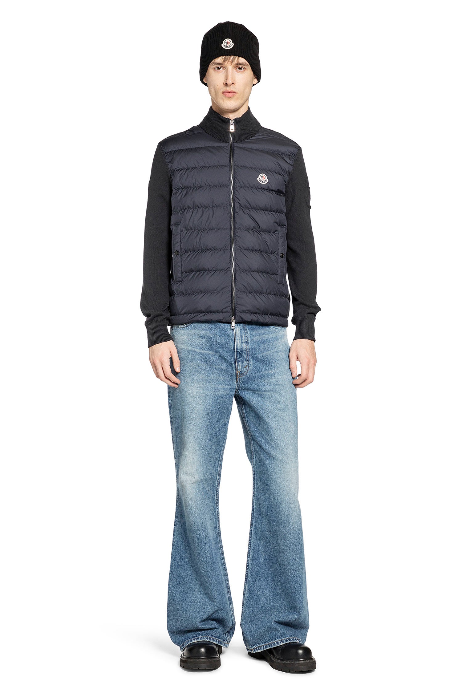 Padded Zip-Up Cotton Cardigan