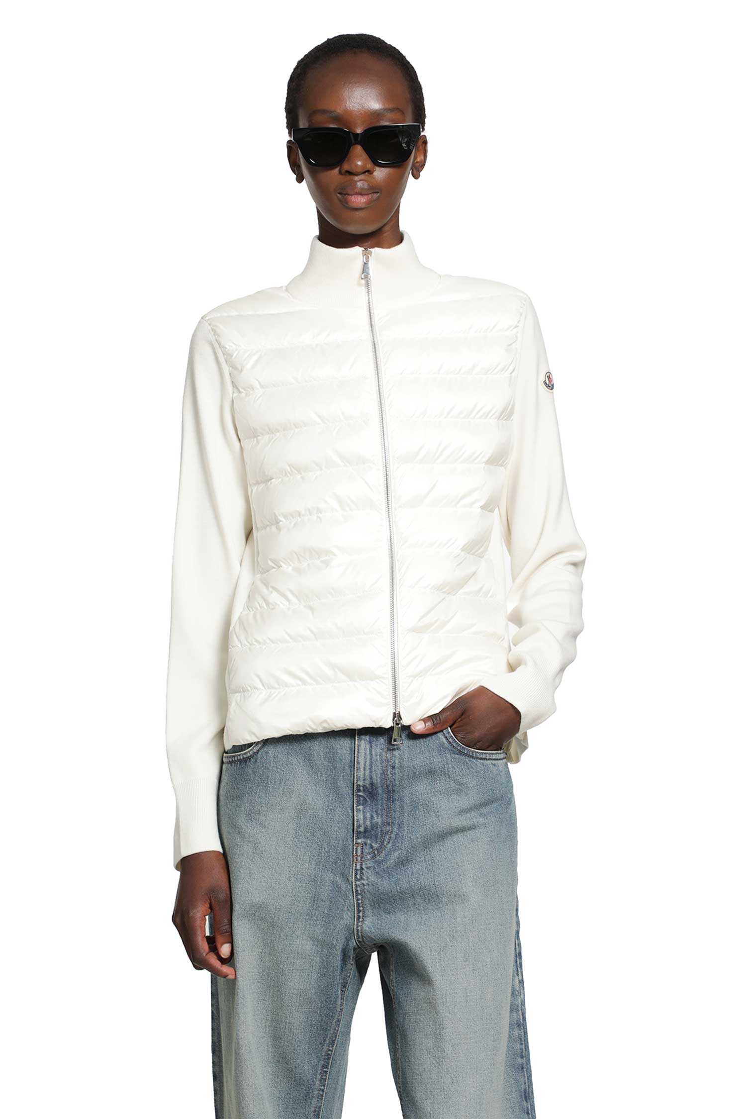 Padded Wool Zip-Up Cardigan