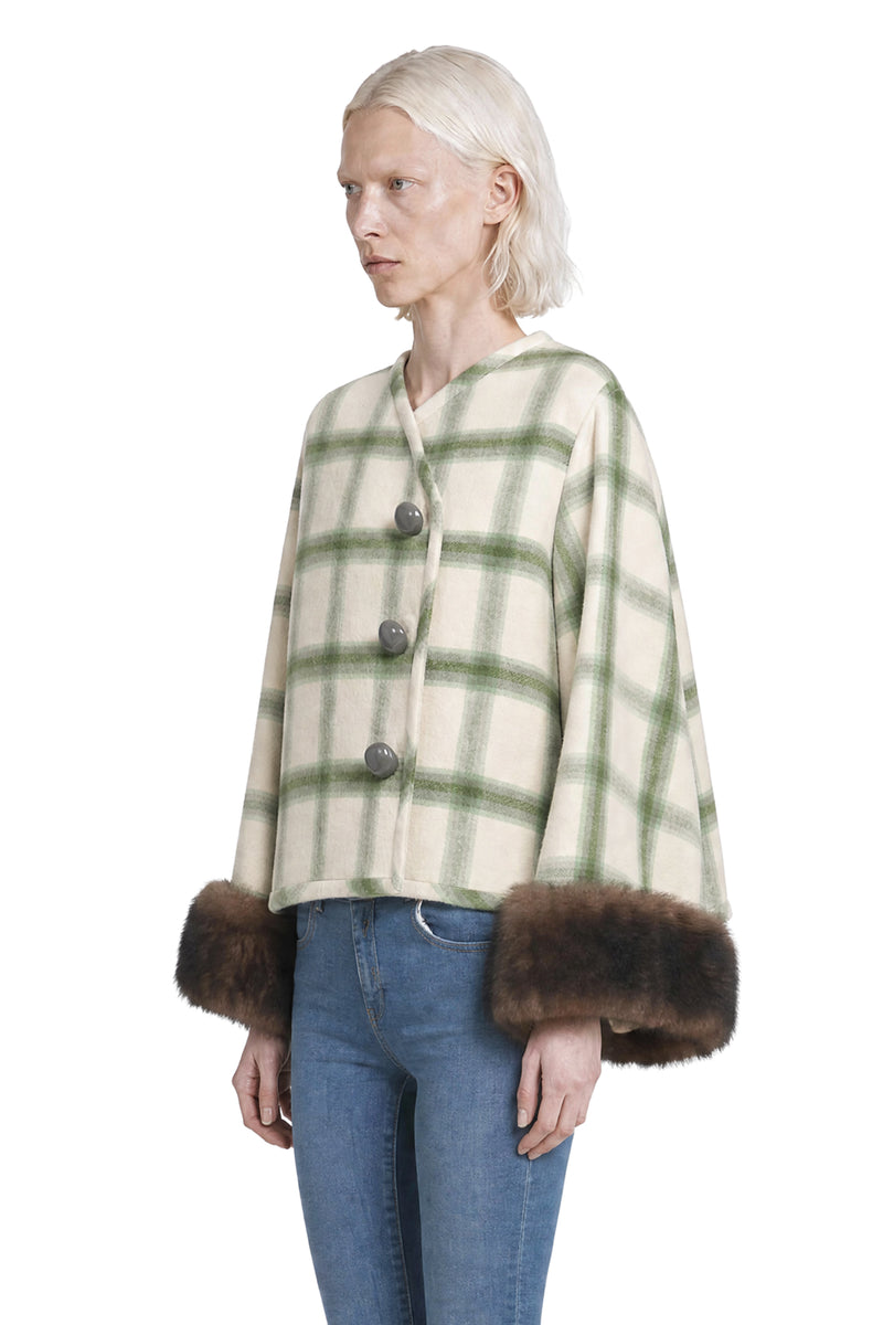 VALENTINO Macro Window Caban With Shearling woman