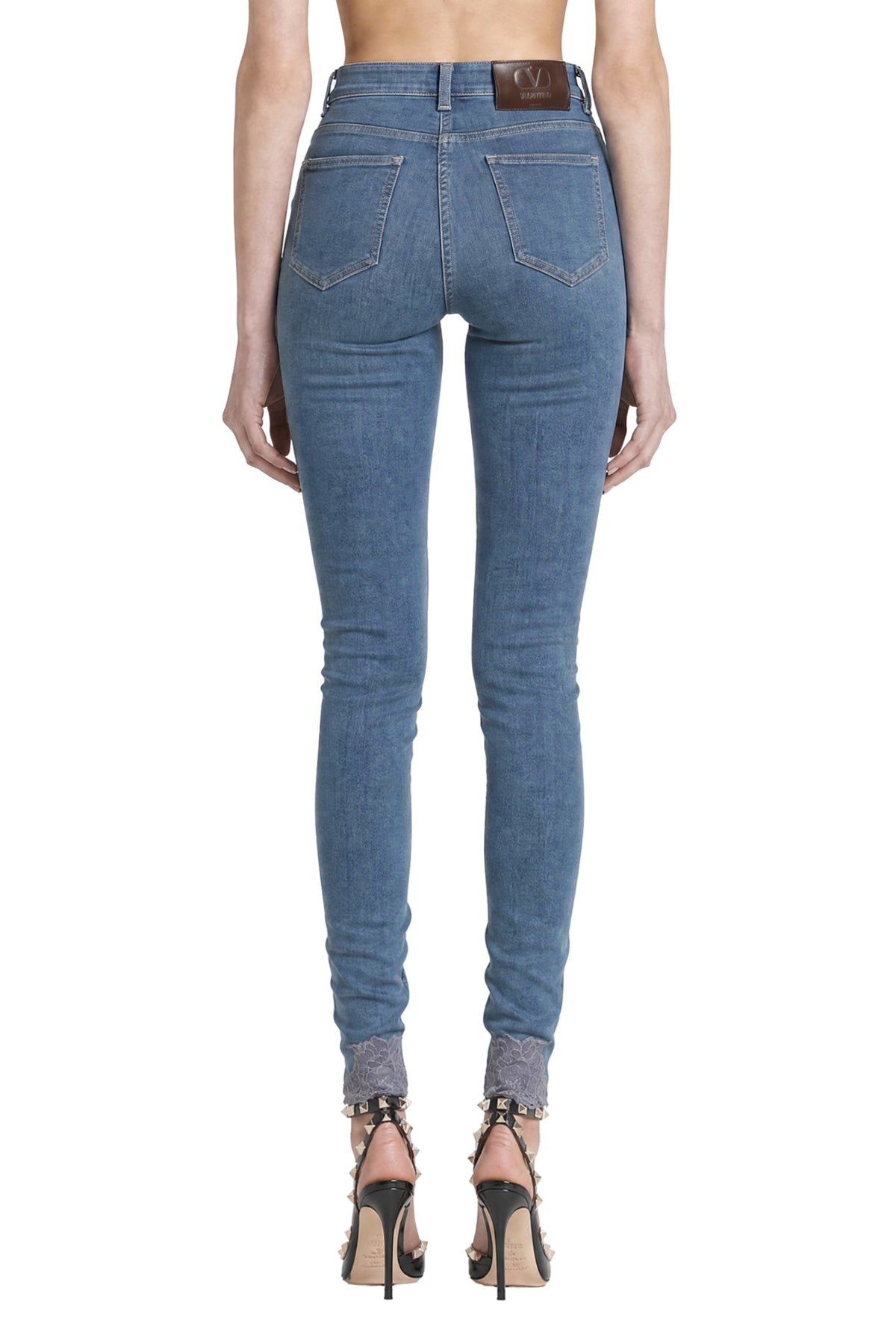 VALENTINO Denim Pants With Lace woman