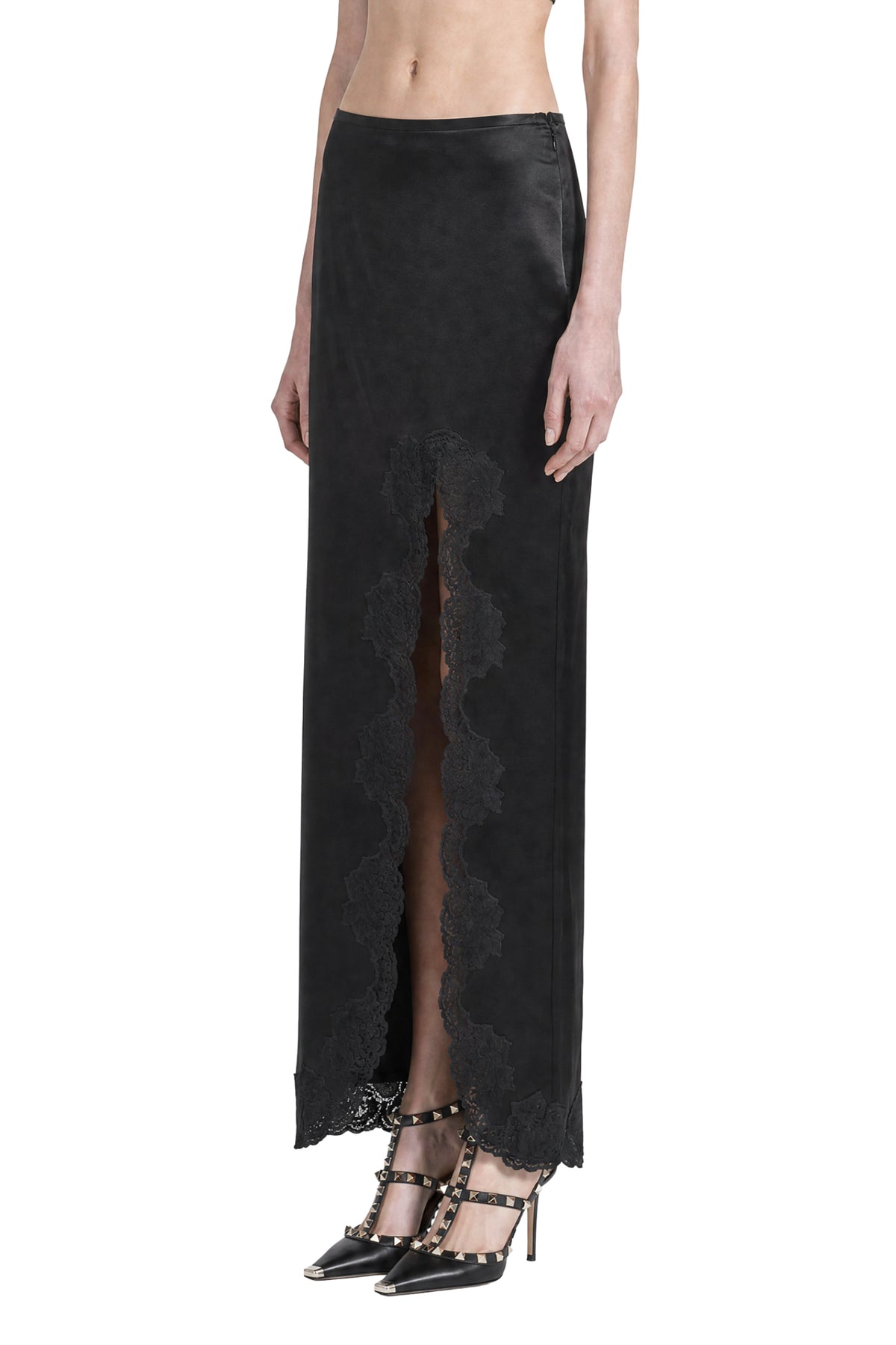 VALENTINO Lace-trim Satin Skirt woman