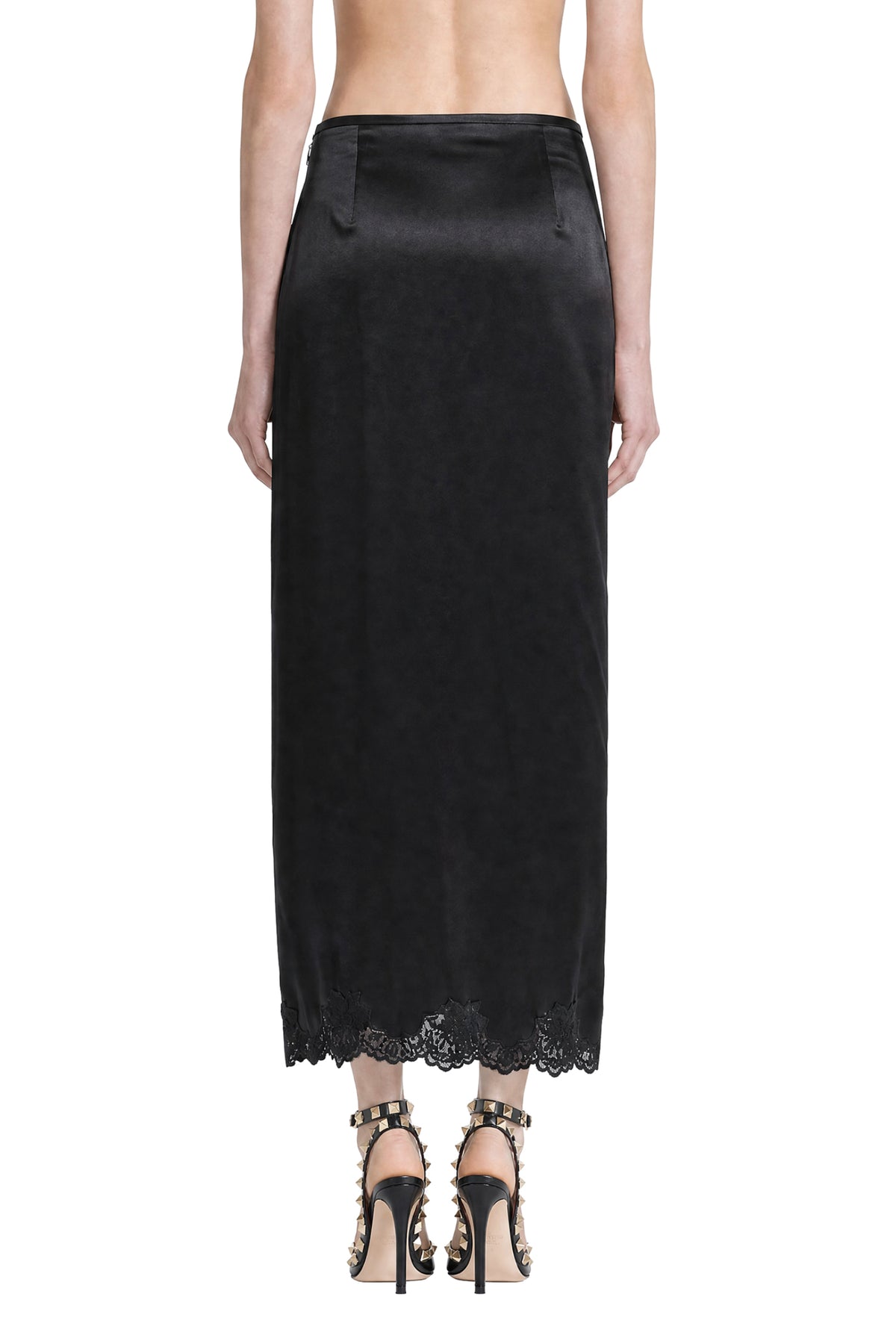VALENTINO Lace-trim Satin Skirt woman