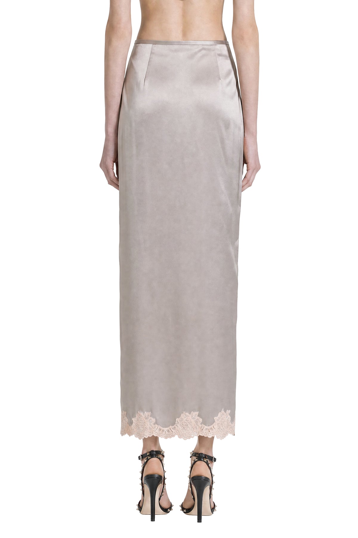 Lace-trim Satin Skirt