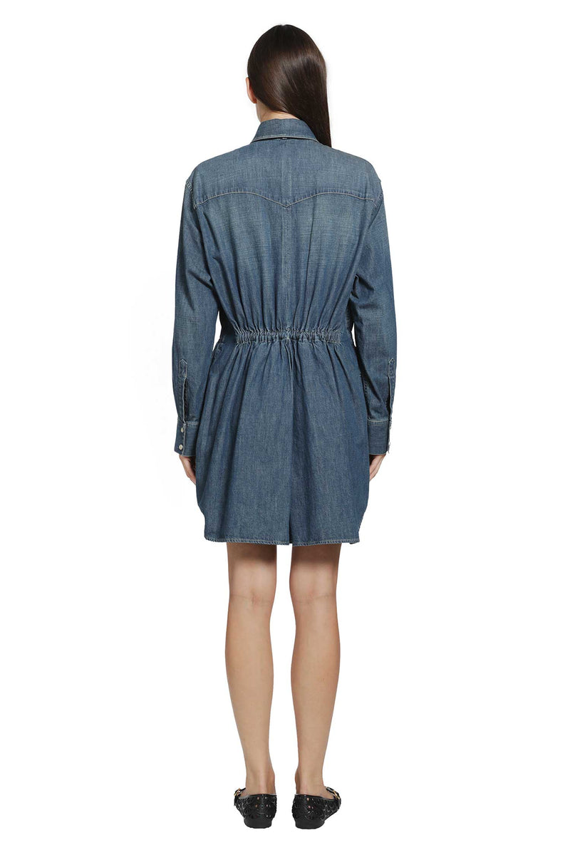VALENTINO Scarf-detailed Denim Mini Dress woman