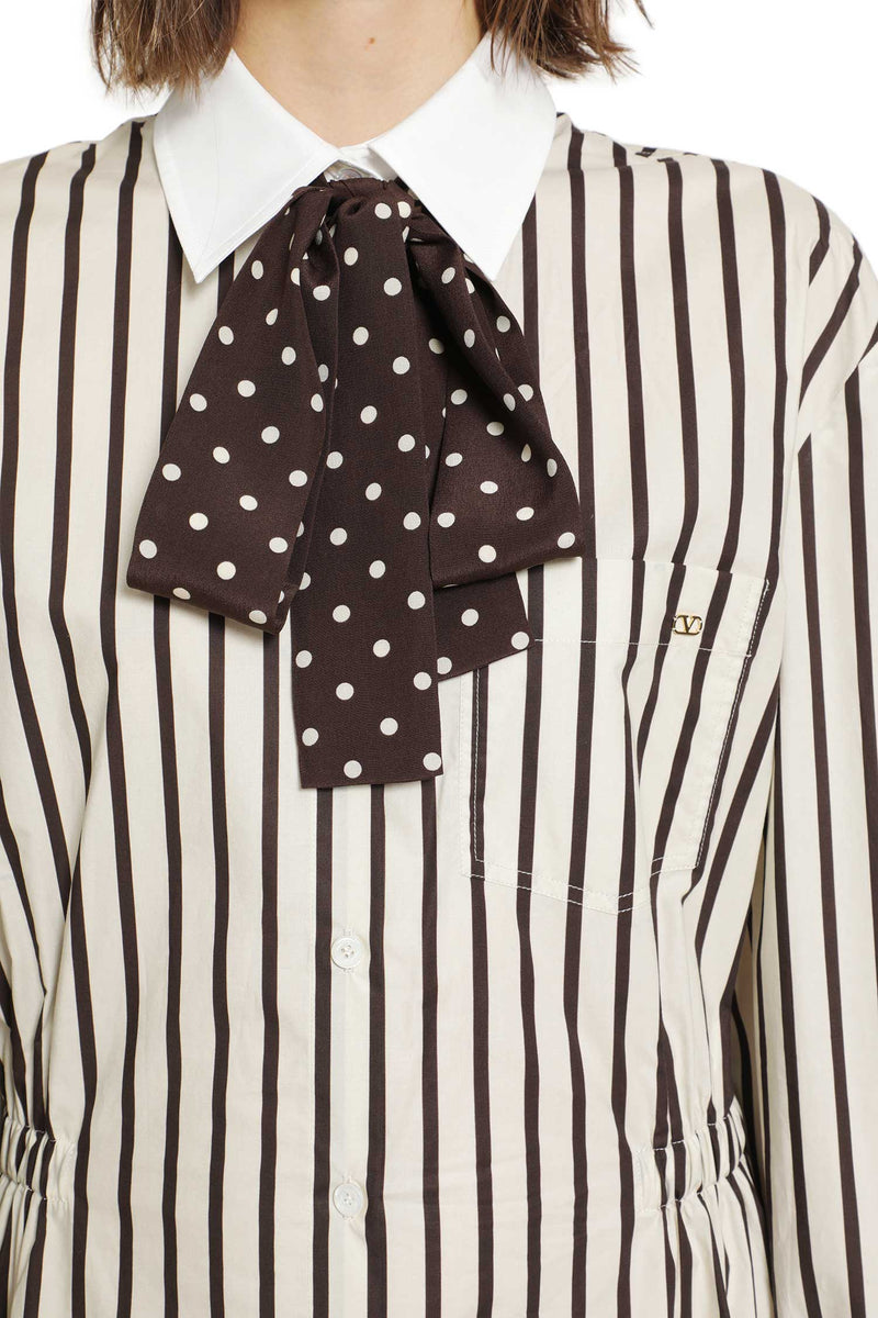 VALENTINO Short Dress In Printed Striped Poplin woman