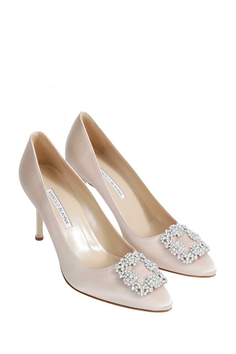 MANOLO BLAHNIK Hangisi 90 Satin Jewel Buckle Pumps woman
