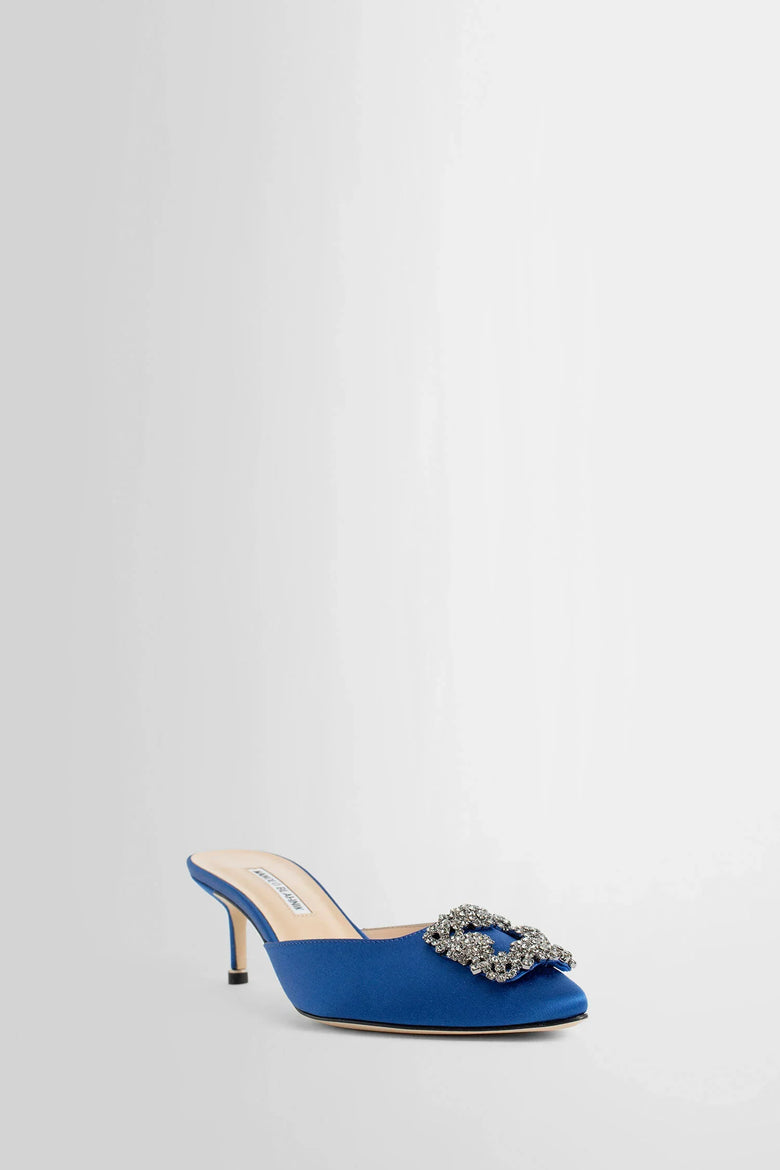 MANOLO BLAHNIK WOMAN BLUE MULES - Antonioli.eu