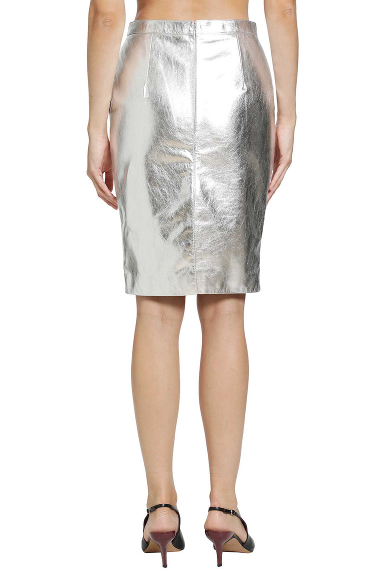 SAINT LAURENT Metallic Pencil Skirt woman