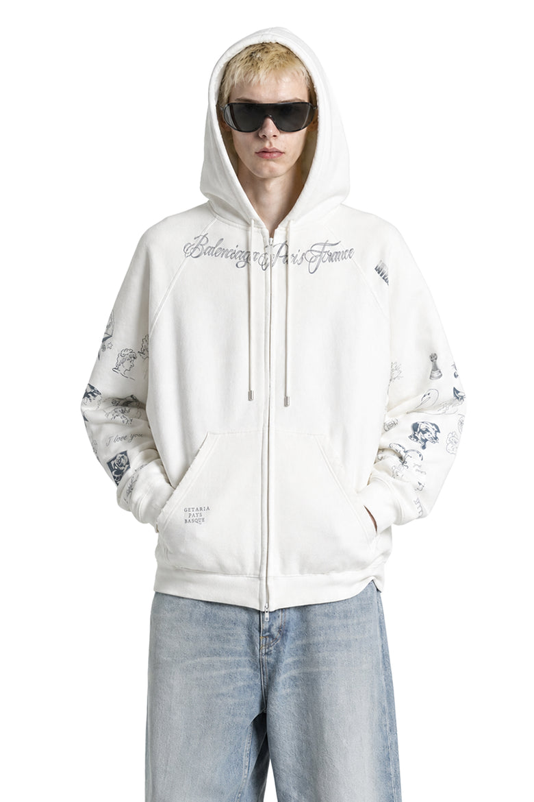 BALENCIAGA Classic Ink Zip-Up Hoodie man