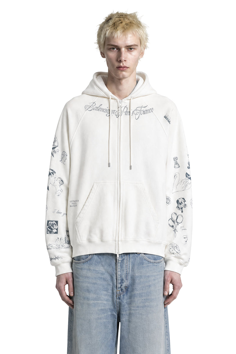 BALENCIAGA Classic Ink Zip-Up Hoodie man