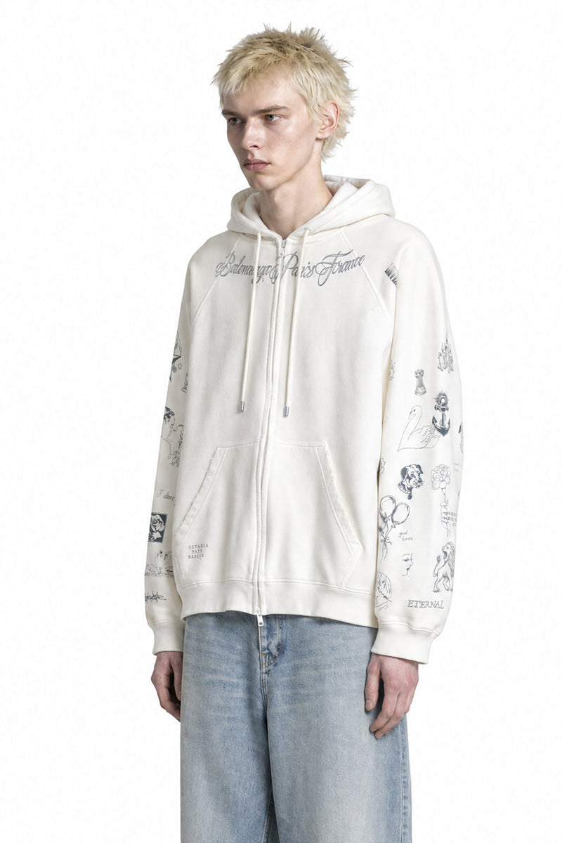 BALENCIAGA Classic Ink Zip-Up Hoodie man