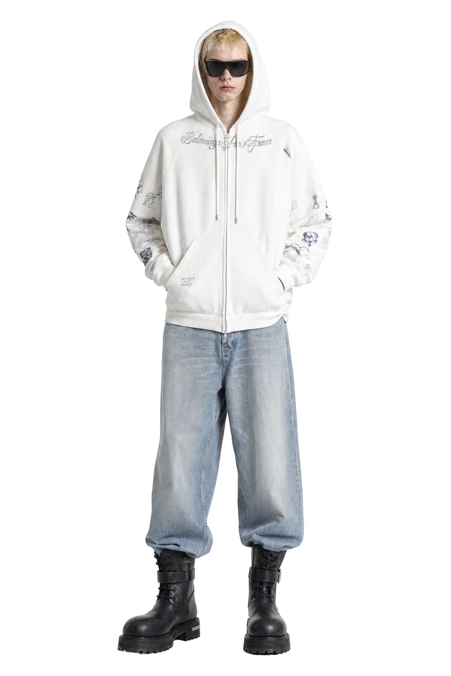 BALENCIAGA Classic Ink Zip-Up Hoodie man