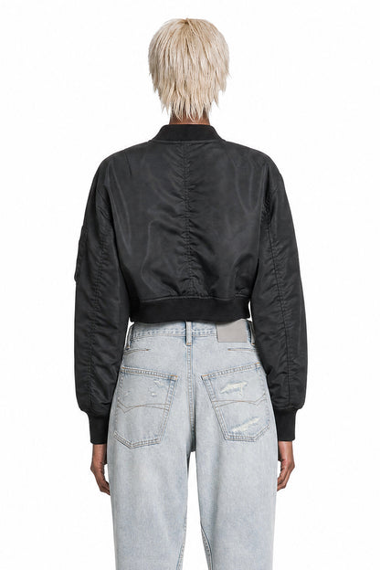 Cropped Bomber in Technical Faille