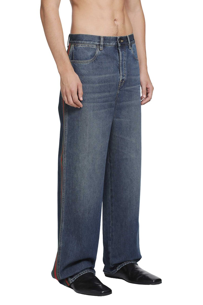 GUCCI Denim Pants With Web Insert man