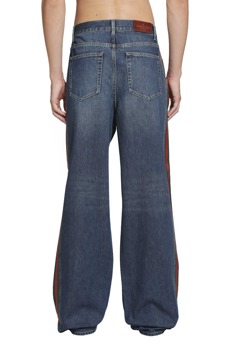 GUCCI Denim Pants With Web Insert man