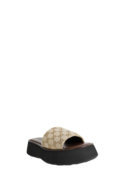 GG Canvas Flatform Slide Sandals