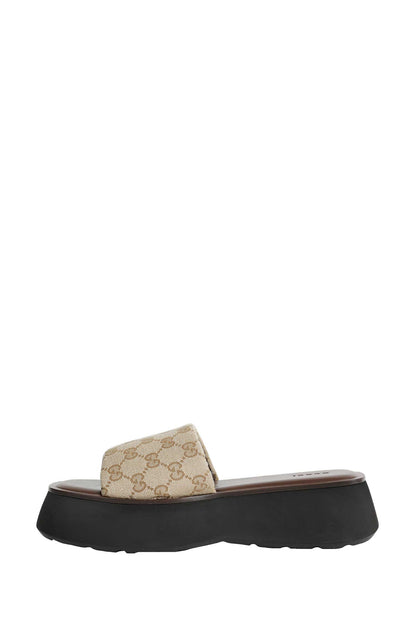 GG Canvas Flatform Slide Sandals
