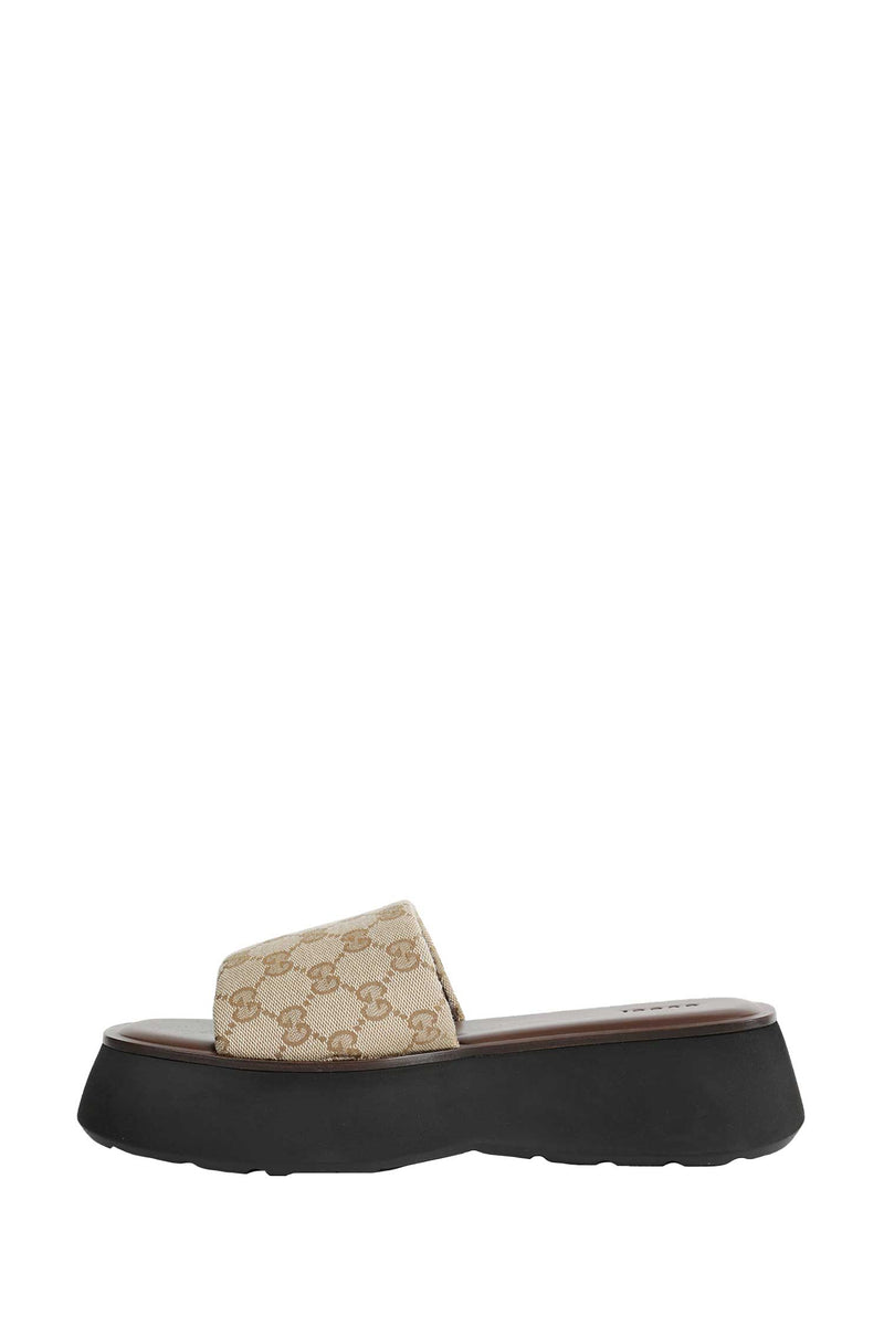 GUCCI GG Canvas Flatform Slide Sandals woman