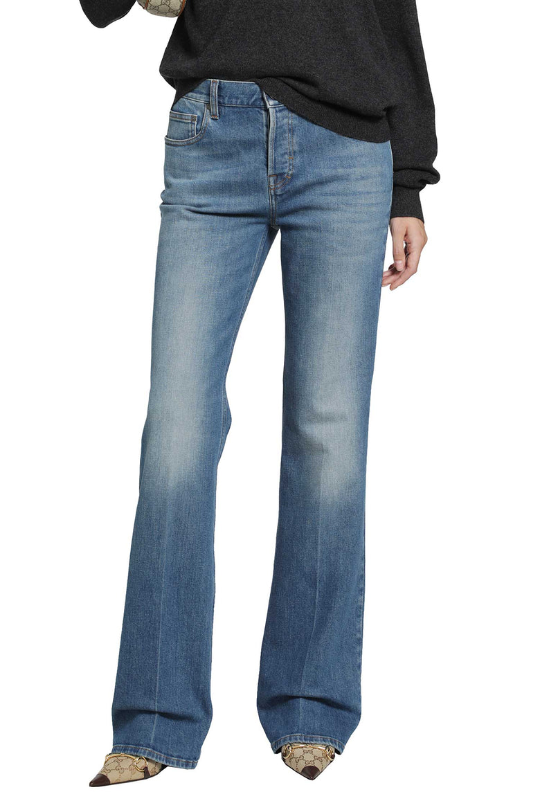 GUCCI Flared Stretch Cotton Denim Jeans woman