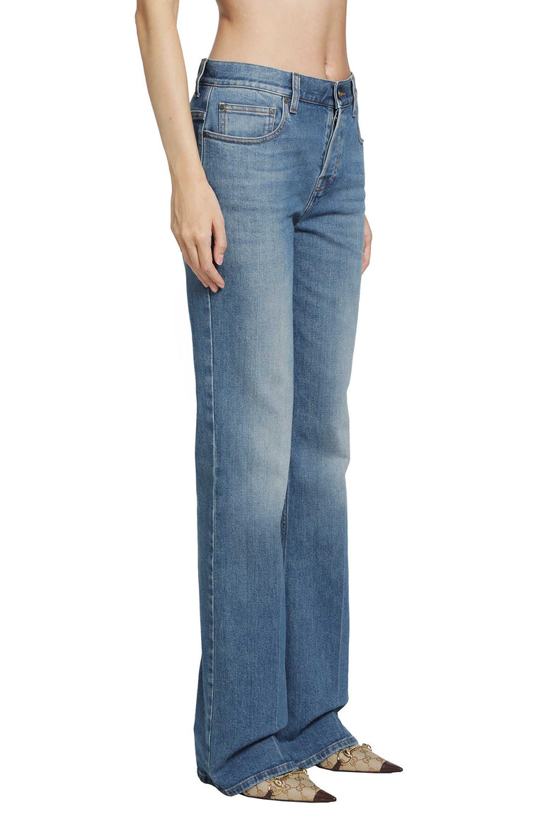 GUCCI Flared Stretch Cotton Denim Jeans woman