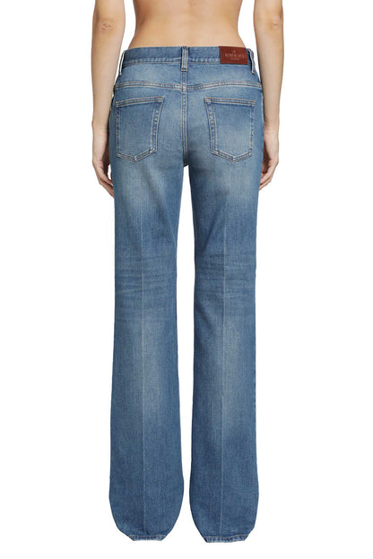 Flared Stretch Cotton Denim Jeans