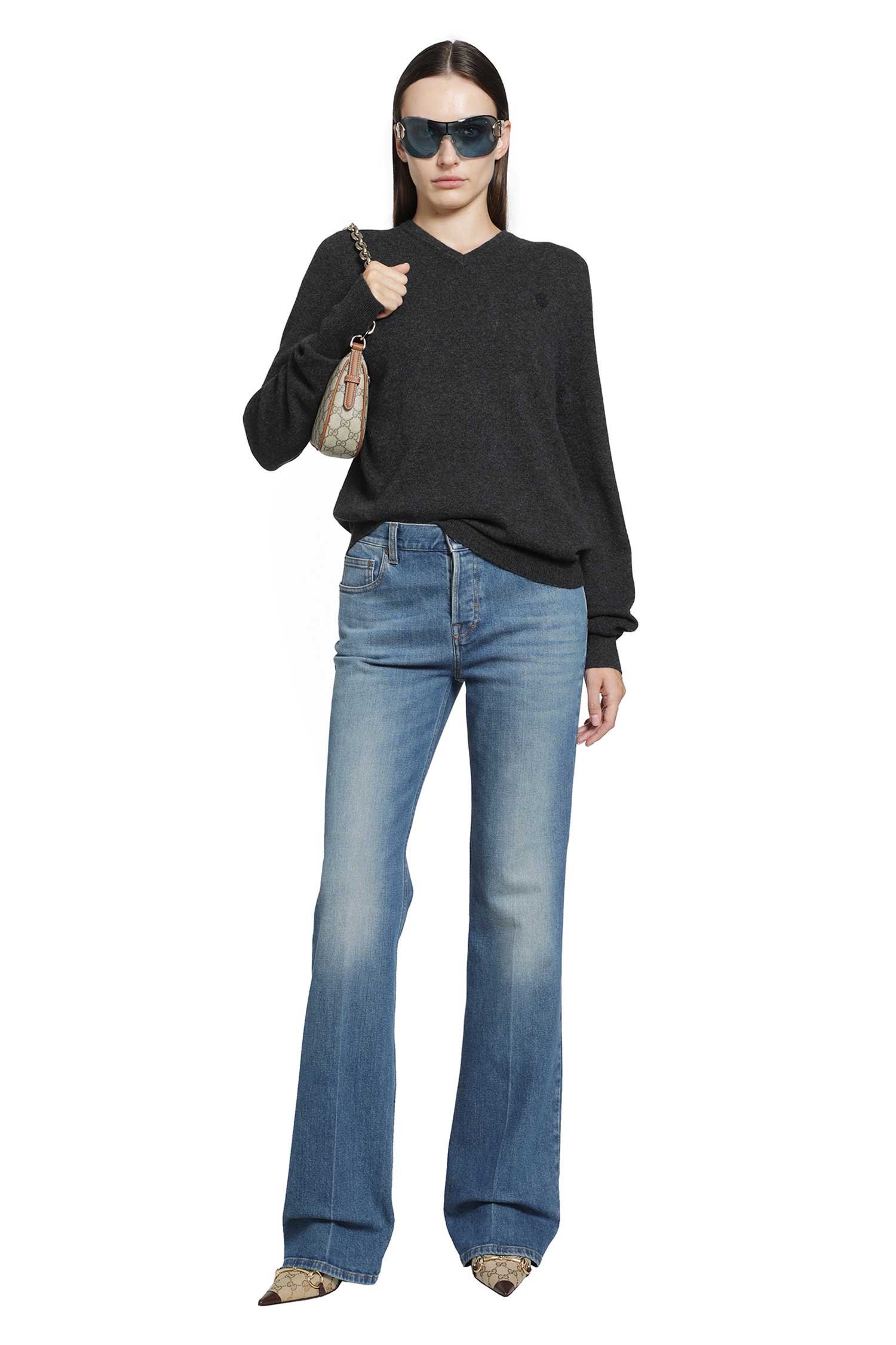 GUCCI Flared Stretch Cotton Denim Jeans woman