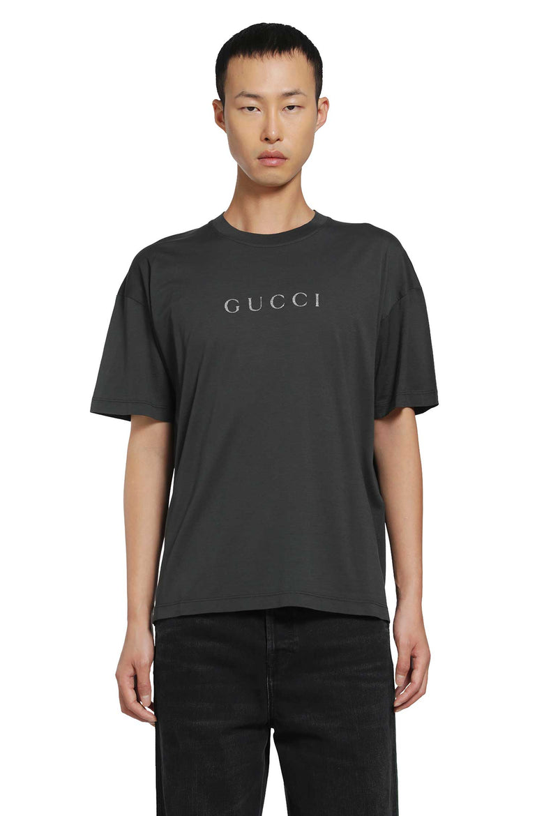 GUCCI Glitter Logo Cotton T-Shirt man