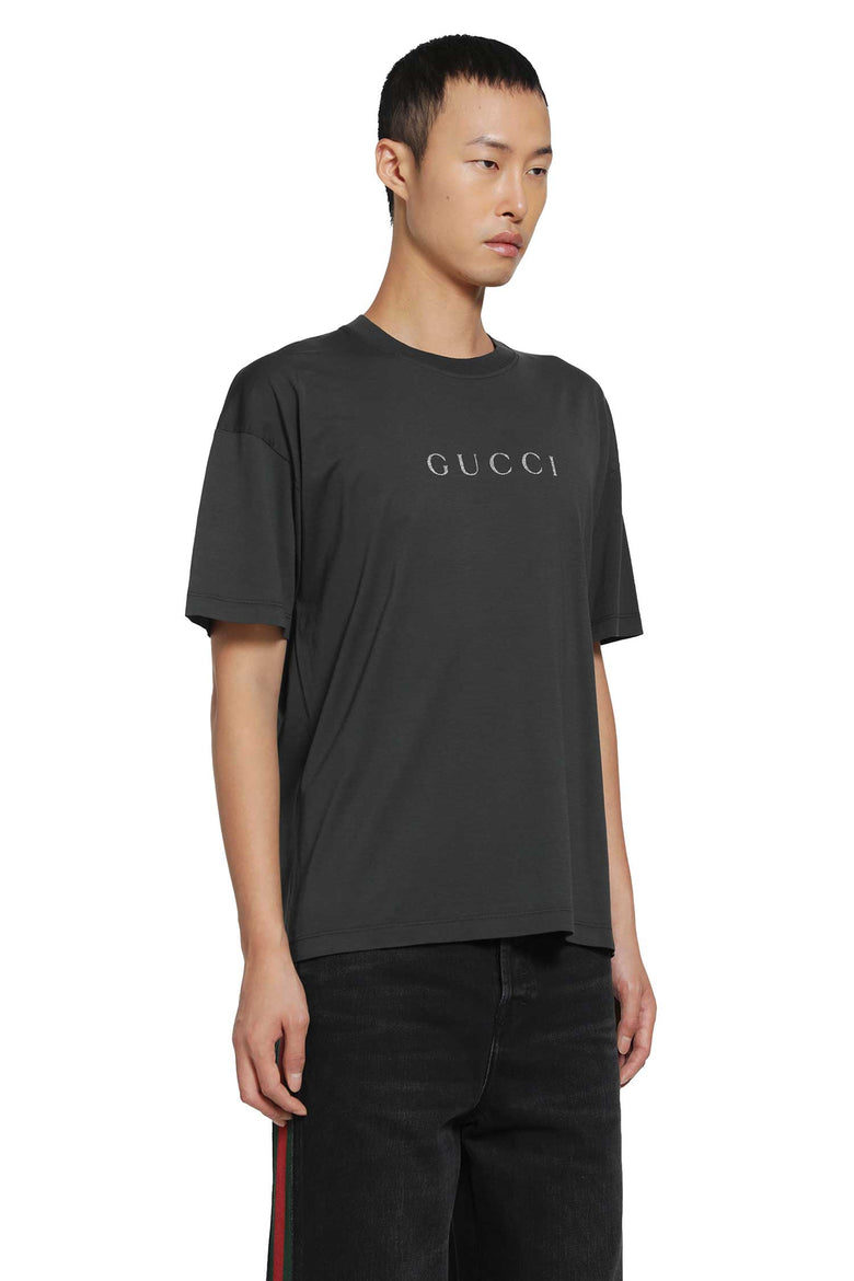 GUCCI Glitter Logo Cotton T-Shirt man