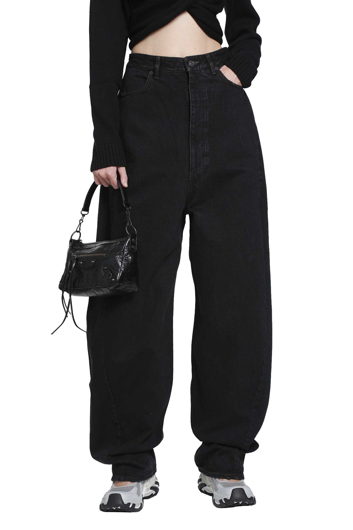 High Waist Barrel Twisted Seam Jeans